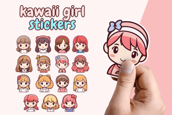 15 Kawaii Girl Stickers Bundle Review for Embroidery Projects