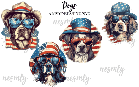 Dogs 4th of July Clipart Bundle Review for Embroidery Projects