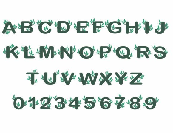 Leaf Alphabet Letter and Number for Embroidery Projects